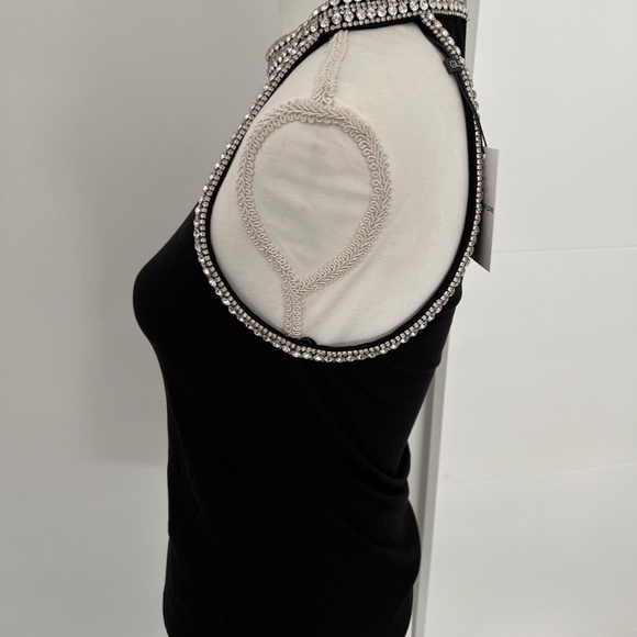 Generation Love Black Sleeveless Razor Back Rhinestone Trim Top NWT - Picture 4 of 8